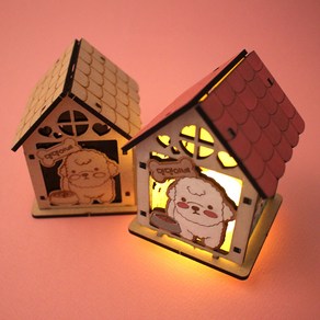 아이디몬 우드 DIY 조명 무드등 만들기 댕댕이네 LED 조명키트 색칠 놀이 (촛불별매), 무드등(댕댕이네)