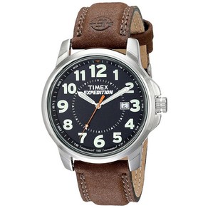 Timex 남성용 익스페디션 메탈 야전 시계 브라운블루 40 mm 170185, 브라운/블랙