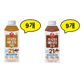 [멀티박스]서울우유 프로틴 에너지 초코 + 커피 (각9개씩 총), 240ml, 18개