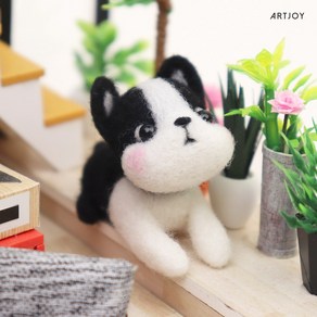 아트조이 DIY 강아지 양모펠트 키링 키트 프렌치 불독, 1개