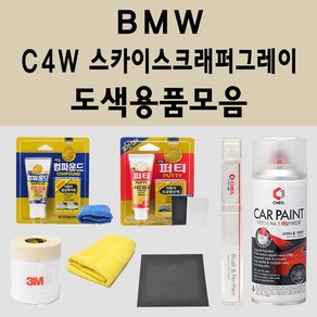 BMW C4W 스카이스크래퍼그레이 주문 자동차 붓펜 카페인트 도색 스프레이 퍼티 컴파운드 차량용, BMW붓펜: C4W 스카이스크래퍼그레이, 1개