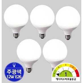 비츠온 메가맨 볼전구 1등급 G95 LED 12W, 5개, 주광색