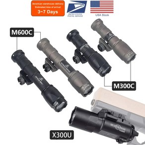 SUREFIRE 슈어파이어 울트라 전술 스카우트 라이트 무기 손전등 사냥용 순간 압력 스위치 미국 창고 M600C M600 M300 X300, 5)X300 Black