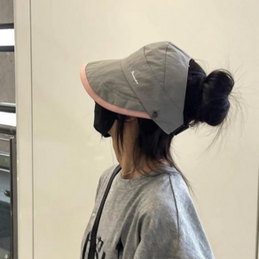 할로글로리 양면용 포니테일 얼굴 작게 보이는 여름 와이드챙 경량 여성 썬캡 버킷햇 모자