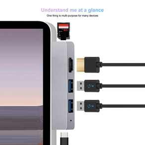 마이크로소프트 서피스 프로 X 8 9 용 USB C 허브 3.0 HDMI TF SD 카드 리더 노트북 도킹 스테이션 스플리터, [02] B, 1개