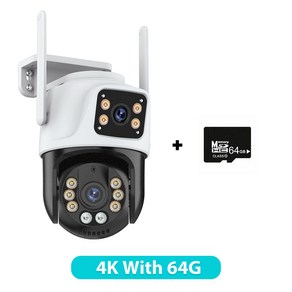 3 렌즈 PTZ IP 카메라 야외 보안 자동 추적 4K 듀얼 무선 CCTV iCsee 6K HD 스크린, 1개, 22) 4K With 64G - 미국 플러그