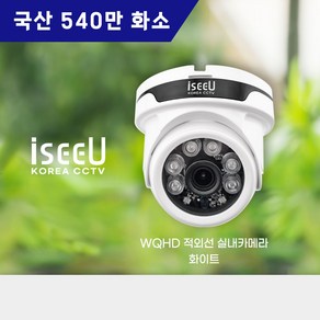 iseeU 국산 540만화소 실내 CCTV 적외선 돔카메라 WQHD, 1. 화이트, 2. 10M, 1개