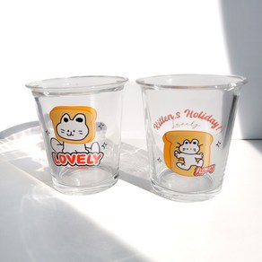 [재입고]고양이 유리잔 식빵 고양이 유리잔 2종, 홀리데이식빵침대고양이, 1개