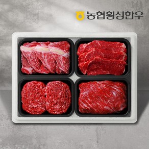 [농협횡성한우] 1등급 구이정육모듬세트 4호 (등심+채끝+불고기+국거리)/팩당500g, 1개