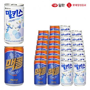 맥콜190&밀키스190ml x 각15개(총30개) 탄산음료 캔음료 혼합캔음료 사무실간식, 1세트, 190ml