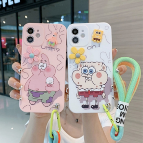 갤럭시 A12 케이스 스펀지 뚱이 캐릭터 핸드 스트랩 폰케이스 galaxy a12 strap case viva