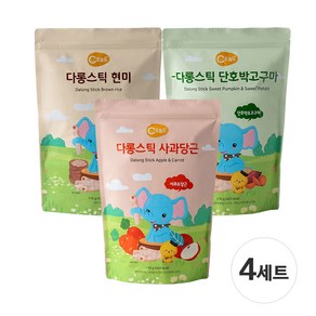 대용량 유기농 다롱스틱 110g, 4세트, 사과당근+단호박고구마+현미, 330g