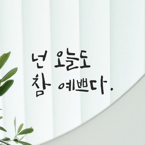 모노먼트 거울 현관문 옷가게 화장실 욕실 카페 캘리그라피 레터링 스티커 - 넌 오늘도 참 예쁘다, LC-016, 검정