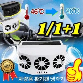 1/1+1 태양에너지 충전 태양광차량용환풍기 기온하강 방열 공기 순환 팬 냄새 습기 제거 데일리씨/ 캠프용, 1.5W, 2구-블랙*[1개], 1개