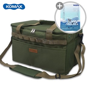 코멕스 고리가 달린 아이스쿨러백 캠핑 보냉 아이스백 (+아이스팩), 32L, 카키