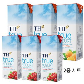 TH TRUE YOUGURT 베트남 TH 요구르트 2종 세트  딸기맛/오렌지맛 요구르트, 24개, 180ml