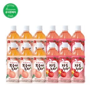 웰그린 스위츠 복숭아녹차&자두녹차 페트음료 500ml * 12개입