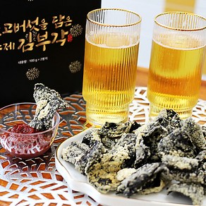 표고버섯 담은 지리산 찹쌀 수제 김부각 어린이 간식 맥주 안주 선물세트, 자른 수제 김부각 100g, 100g, 1개