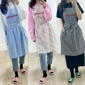 [브런치케이] 예쁜 화사한 앞치마 에이프런 집들이 선물 주방소품 예쁜엄마 살림소품, 소라체크, 1개