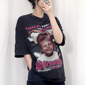 [StyleBasic] CUTIE GIRL VINTAGE WASHING T-SHIRT 큐티걸 빈티지 워싱 반팔티셔츠