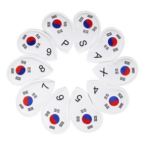 지탱골프 팀코리안 국뽕 태극기 가죽 아이언 커버 10개 SET, White, 1세트