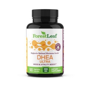 Foest Leaf - 여성 및 남성을 위한 DHEA 100mg 일일 호르몬 보충제 - 건강한 신진대사 기분 신체 기능 두뇌 면역 기능 및 에너지를 지원하는 순수 DHEA 알약, 1개, 90정