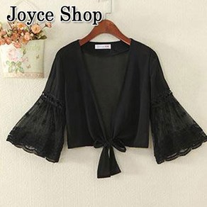 오래달리기 Joyce shop 볼레로 미니 숏 가디건 여름 여성 쉬폰 롱 로브 비치웨어 여자 시스루