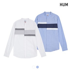 HUM 남 면100 블러킹 밴드카라 셔츠 H175M203A