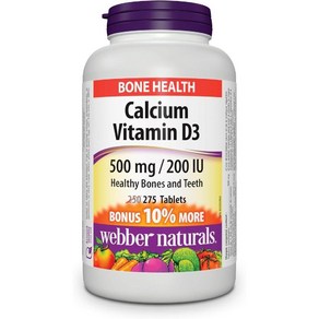 (캐나다직구) 웨베내추럴스 칼슘 비타민D3 275정 Webbe Natuals Calcium Cabonate with Vitamin D3, 1개