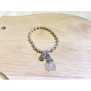- (All silve) 5mm&3mm은볼 믹스 부엉이& 태슬 펜던트 은볼팔찌(은팔찌)925silve