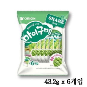 오리온 마이구미 청포도과즙 그대로, 43.2g, 6개