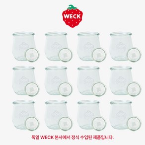 [WECK]튤립 762(220ml) 유리병 세트, 유리병+유리뚜껑 S, 12개