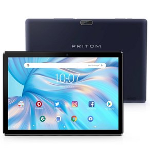 PRITOM 안드로이드 10 태블릿 10.1 인치 2GB RAM 64GB ROM 쿼드 코어 프로세서 HD IPS 화면 8.0 MP