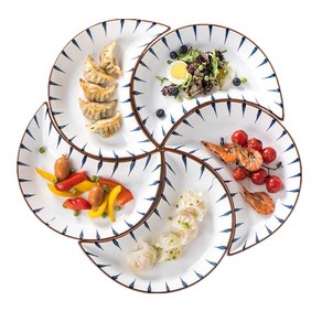 도자기 접시 북유럽 도자기 반달형 디너플레이트 5P 세트 식탁용 접시, 화이트, 1세트, 5, B