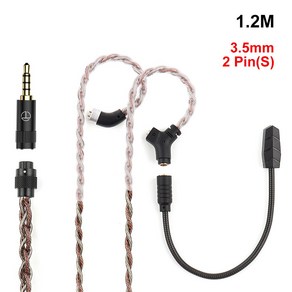 TRN RedChain Plus 이어폰 라인 QDC/S/C 핀 교체 가능한 플러그 3.5mm 업그레이드 라인 분리식 마이크 KZ ZSN PRO Casto 용 와이어, 01 3.5mm 1.2m, Bwon 3.5mm 1.2m, 1개