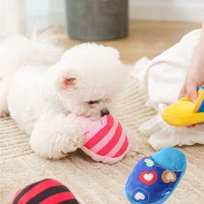 이지유 애견 삑삑이 슬리퍼 봉제 인형 3종 세트, 1세트, 혼합