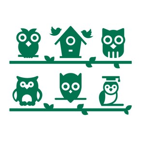 오피스왕국 부엉이 그래픽 스티커 동물스티커 owl1, 녹색