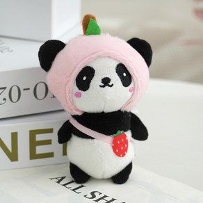 귀여운 판다인형 키링 13cm 열쇠고리, 2개, 딸기