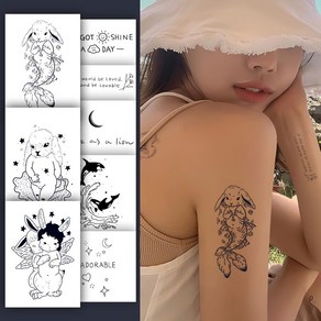 진짜같이 오래가는 반영구 타투스티커 2-Weeks Tattoos 꽃타투 플라워타투 고래타투 레터링타투 여름타투 네잎클로버타투 우주인타투