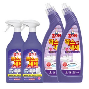 홈스타 락스와 세제 3X 폼 스프레이 후로랄 500ml x 2개 + 락스와세제 후로랄파인 750ml x 2개