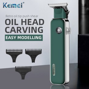 전기가위 전정 전지 Kemei-5098 USB 전기 헤어 클리퍼 성인 및 어린이용 무선 충전식 커터 기계 전문 트리머, [01] KM-5098, 1.KM-5098