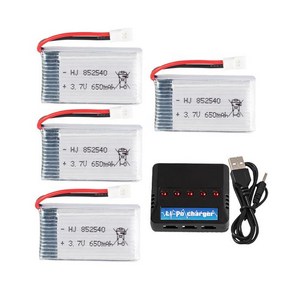 RC 드론 부품 배터리 세트용 Lipo 배터리 3.7V 650mAh 852540 및 5 in 2 USB 충전기 SYMA X5C X5C-1 X5 H, 02 4pcs C, 한개옵션1