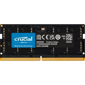 Cucial 노트북용 증설 메모리 32GB(32GBx1장) DDR5 4800MTs(PC5-38400) CL40 SODIMM 262pin [국내 정규 대리점품] CT32G48C40S5, 한개옵션0, 1개