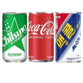 코카콜라 190ml 10캔 + 칠성사이다 190ml 10캔 + 맥콜 190ml 10캔 / 총 30캔, 1세트