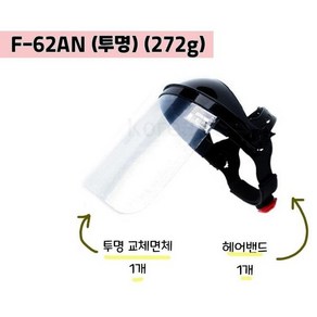 오토스 F-62AN 보안면 맨머리형 투명면체 S 용접보호면 플렉쿠션적용, 1개