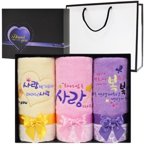 [말씀타올] 레이스 성경 메세지 자수 수건 선물세트 3P, 고급케이스+리본, 쇼핑백추가, 1개