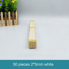 목공재료 멀티 사이즈 플랫 대나무 스틱 DIY 목재 공예 재료 수공예 수제 건축 모델 길이 30cm 50 개, long 30cm, 2x5mm white, 50개