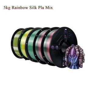 3D프린터 필라멘트 KEEPANG PLA 실크 버블 없음 인쇄 재료 10kg 1 롤 100, 12) 5KG Rainbow silk