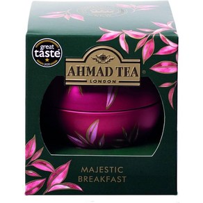 Ahmad Tea KEW 가든 크리스마스 보블 메지스틱 잉글리시 브렉퍼스트 잎차 아마드티 영국차직구 24g, 1박스, 1개입