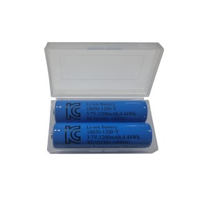 도미노스토리 18650 충전식 배터리 1200mah 2개세트 3.7V 4.44WH 충전지 2구케이스포함 69MM, 2개입, 1개